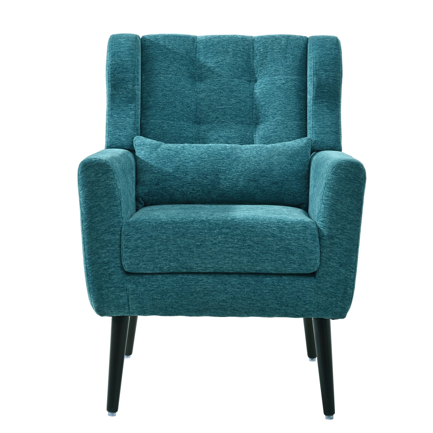 Sillón moderno con acento tapizado y relleno de espuma para sala de estar, cómodo sillón de lectura, moderno de mediados de siglo con tela de chenilla, sillón para sala de estar y dormitorio (verde azulado).