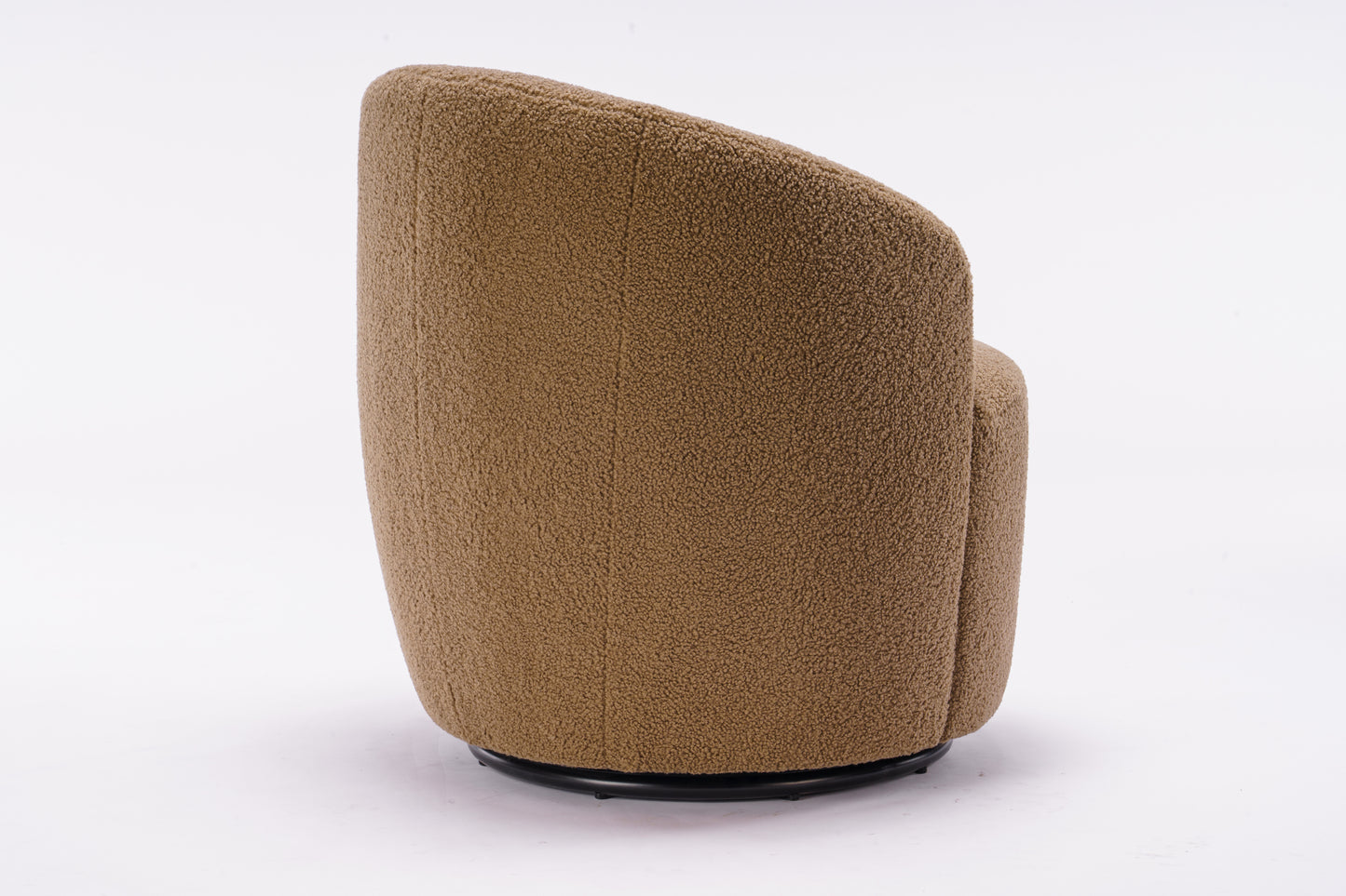Teddy Fabric Swivel Accent Armchair Barrel Chair With Black Powder Coating Metal Ring,Coffee Brown