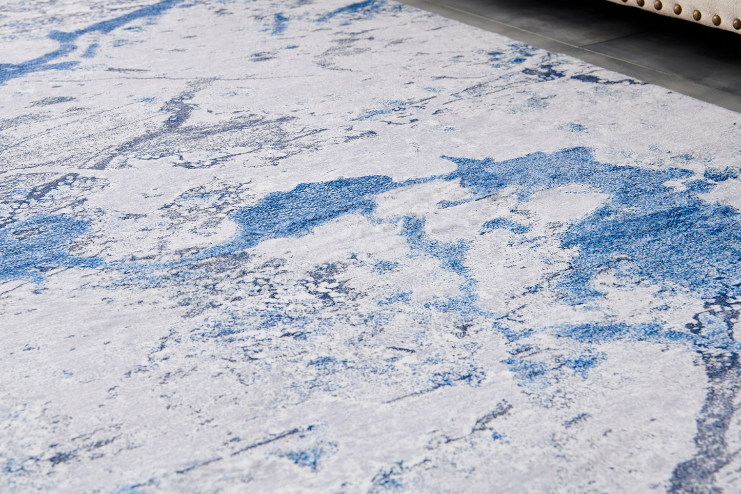 ZARA Collection Abstract Design Silver Blue (3' ft x 2' ft) Machine Washable Super Soft Area Rug
