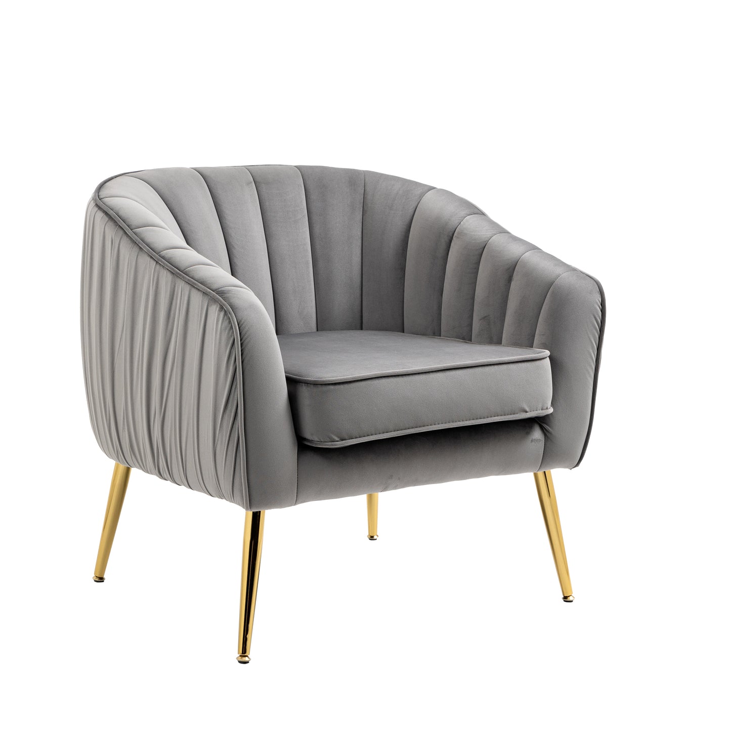 Sillón de terciopelo con otomana, moderno conjunto de otomana con capitoné para sala de estar y dormitorio, acabado dorado, gris
