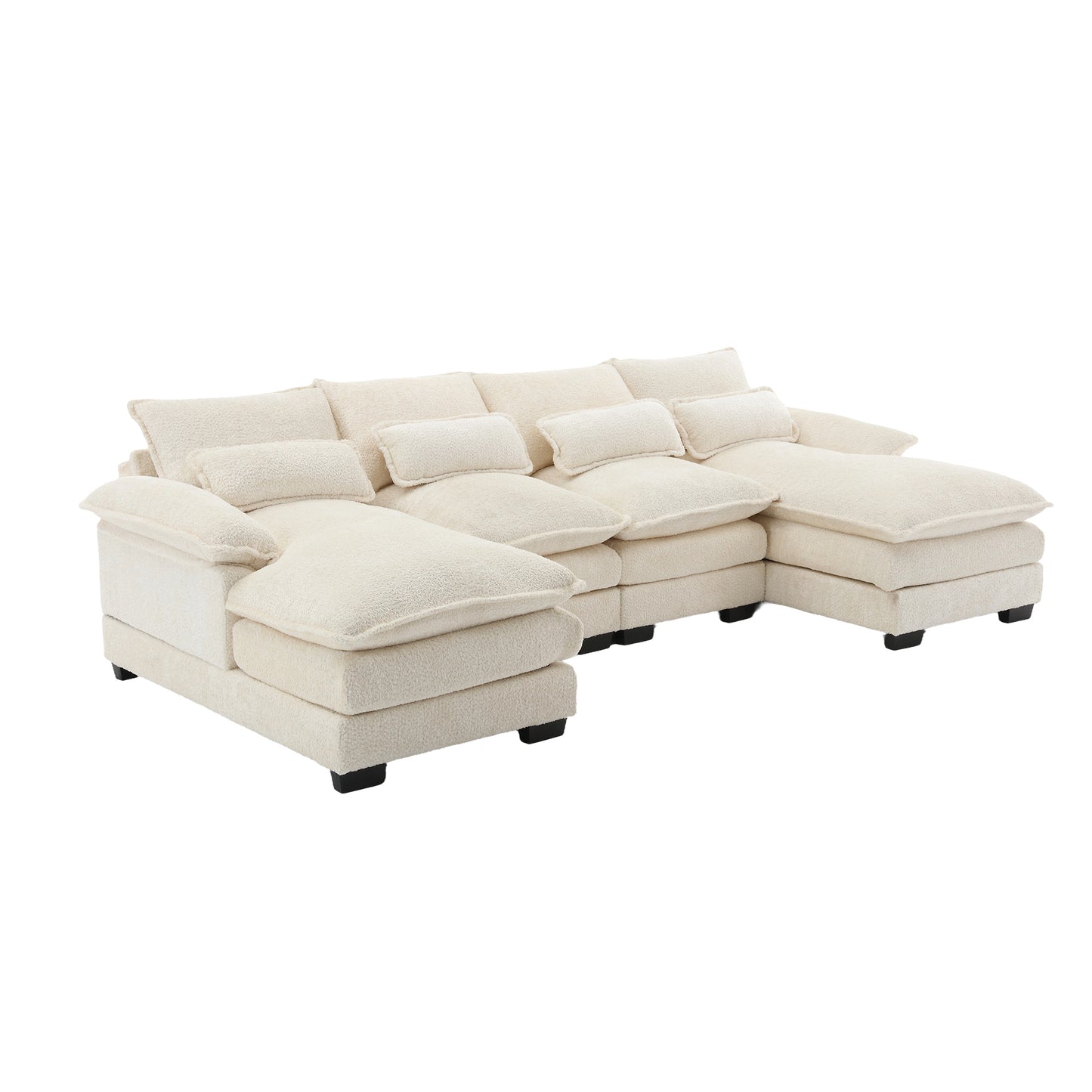 UNITED WE WIN Modern Large chenille Fabric U-Shape Sectional Sofa