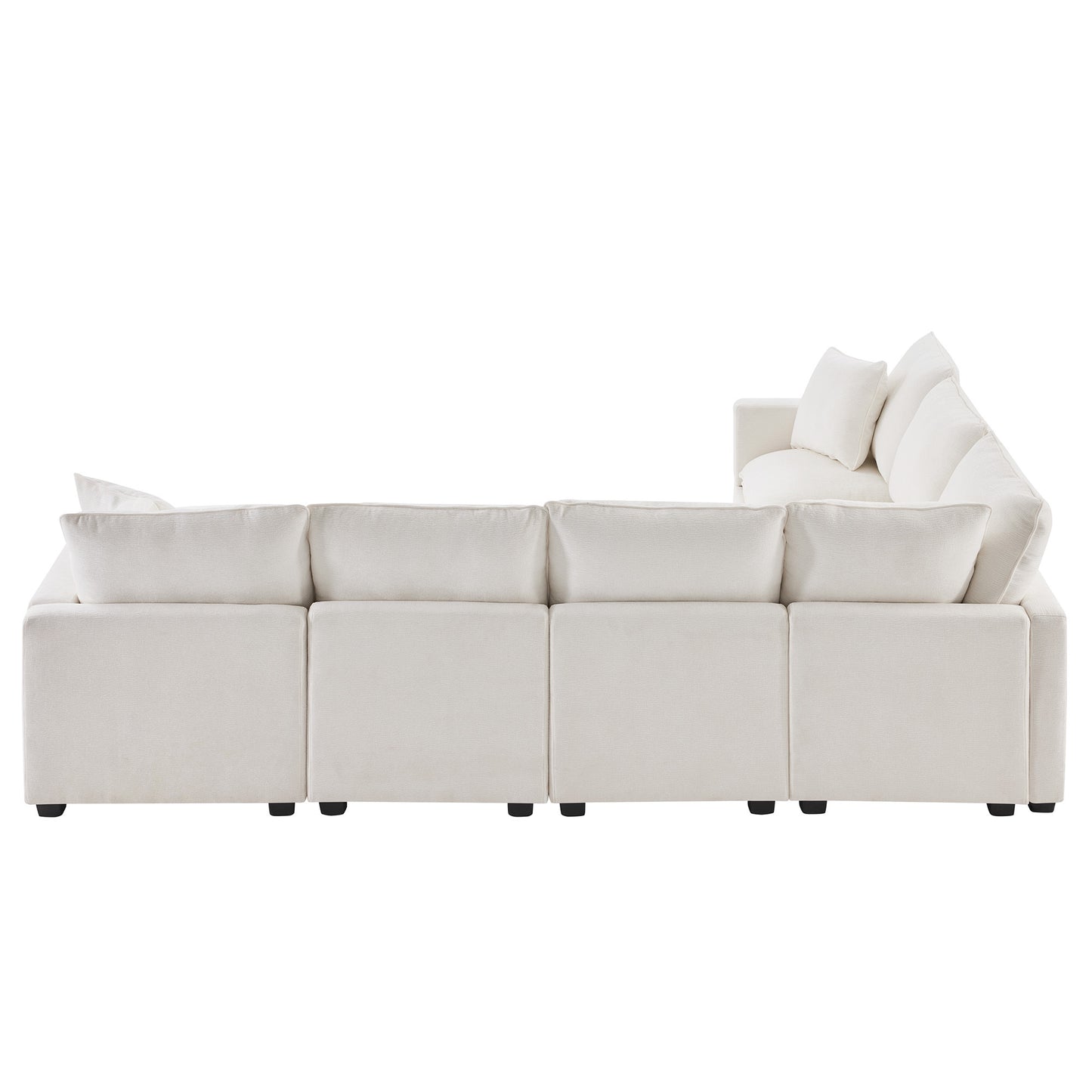 110*86" Modern U Shape Modular Sofa, 7 Seat Chenille Sectional Couch Set with 2 Pillows Included, Freely Combinable Indoor Funiture for Living Room, Apartment, Office, 2 Colors
