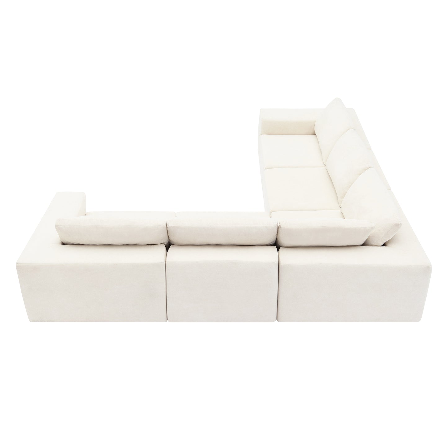 Sofá modular seccional en forma de L de 116 x 116 pulgadas, juego de sofá de piso de lujo, muebles de interior tapizados, sofá de espuma comprimida para sala de estar y dormitorio, combinación de 5 piezas, 3 colores