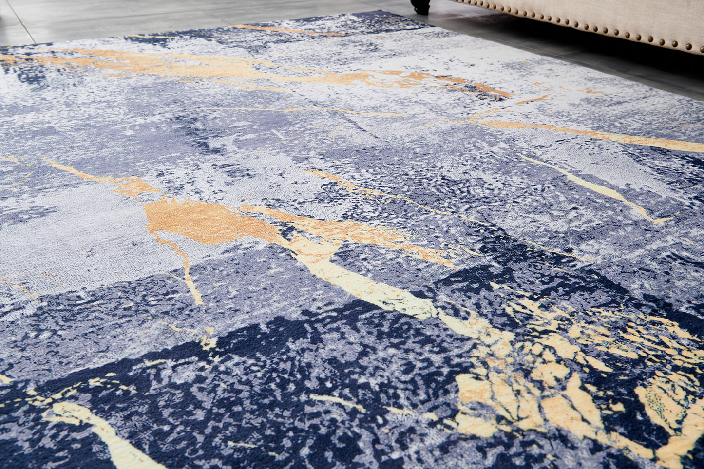 ZARA Collection Abstract Design Blue Gray Yellow (10.5' ft x 7.5' ft) Machine Washable Super Soft Area Rug
