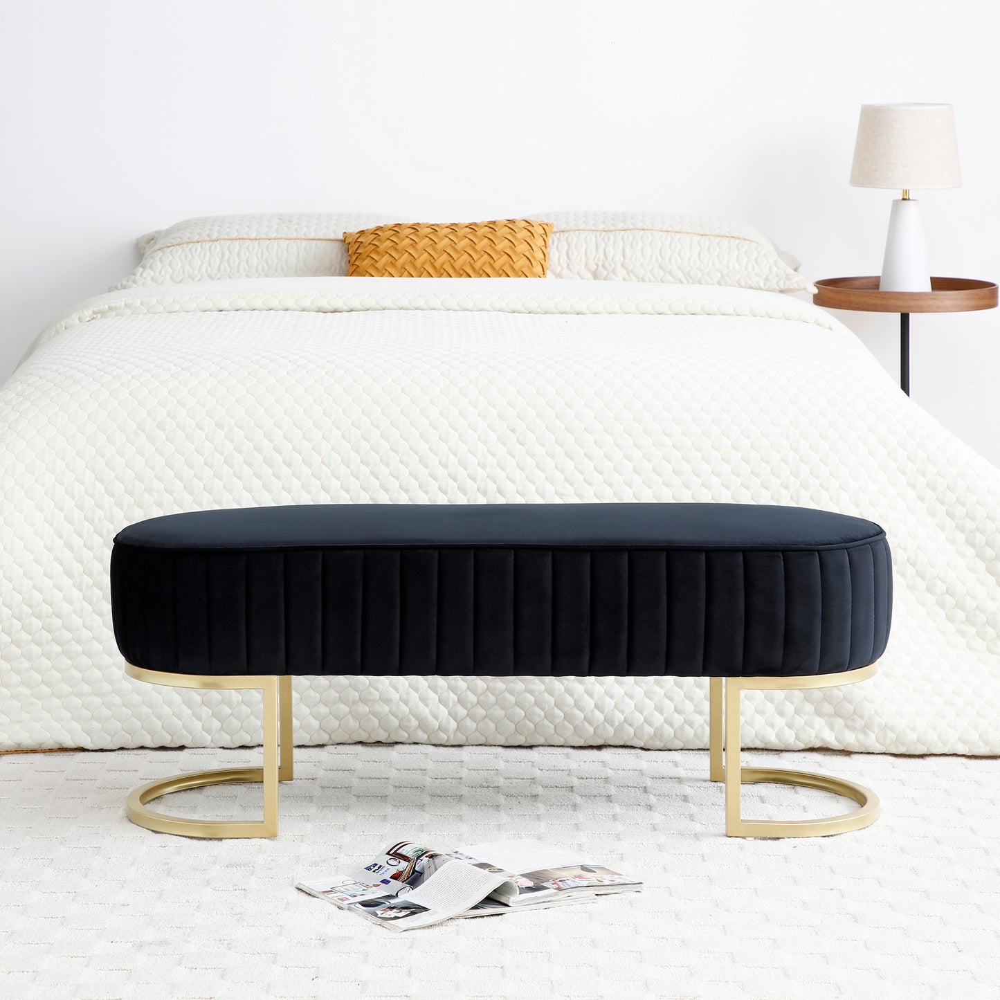 Banco otomano moderno de 120 cm de ancho, tapizado en tela sherpa, banco para el pie de cama, reposapiés, banco de entrada, mesa de centro para sala de estar y dormitorio, beige