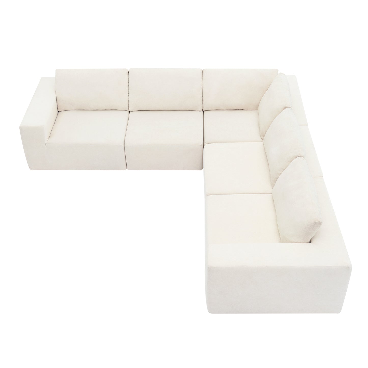 Sofá modular seccional en forma de L de 116 x 116 pulgadas, juego de sofá de piso de lujo, muebles de interior tapizados, sofá de espuma comprimida para sala de estar y dormitorio, combinación de 5 piezas, 3 colores