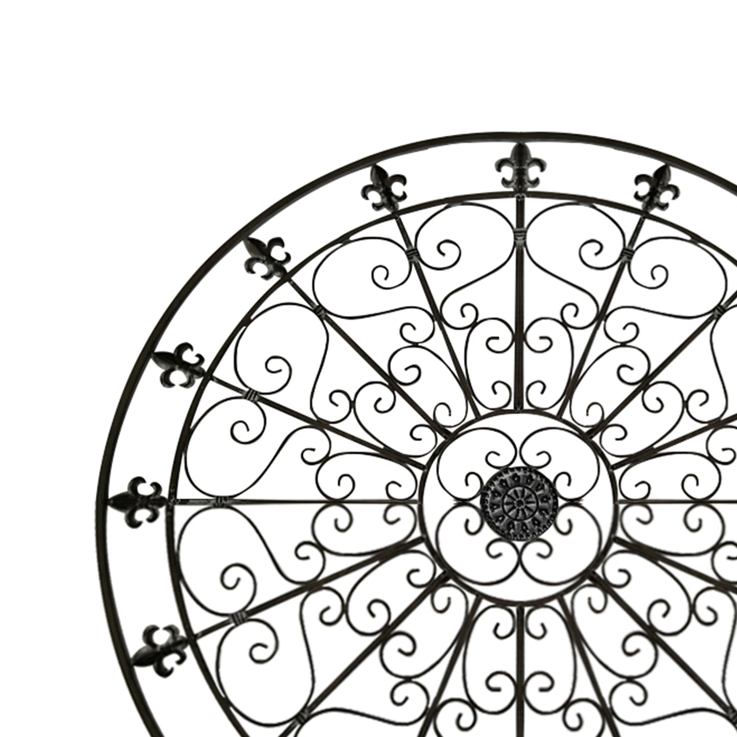 Medallón redondo de 42 pulgadas para pared, decoración de metal con acento, diseño circular hecho a mano, color negro antiguo