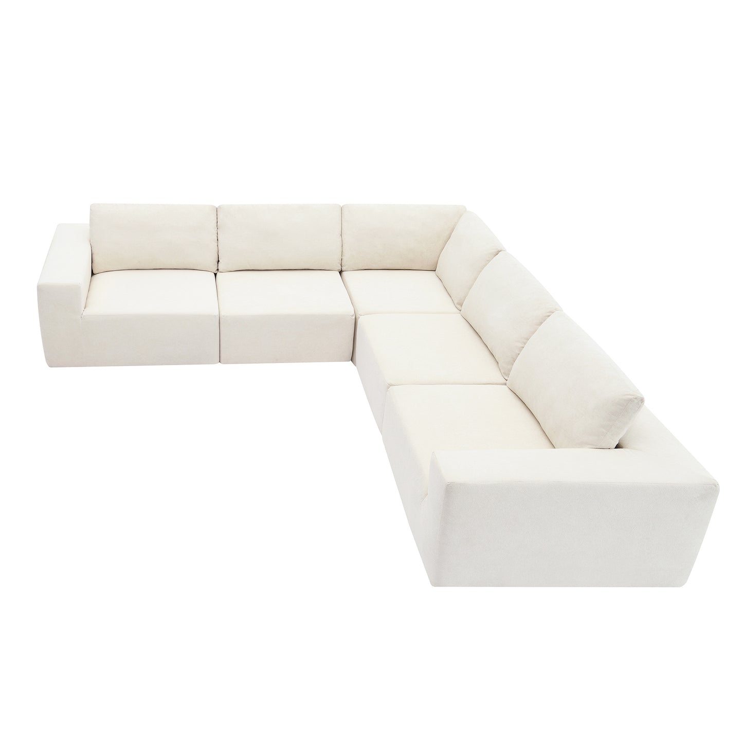 Sofá modular seccional en forma de L de 116 x 116 pulgadas, juego de sofá de piso de lujo, muebles de interior tapizados, sofá de espuma comprimida para sala de estar y dormitorio, combinación de 5 piezas, 3 colores
