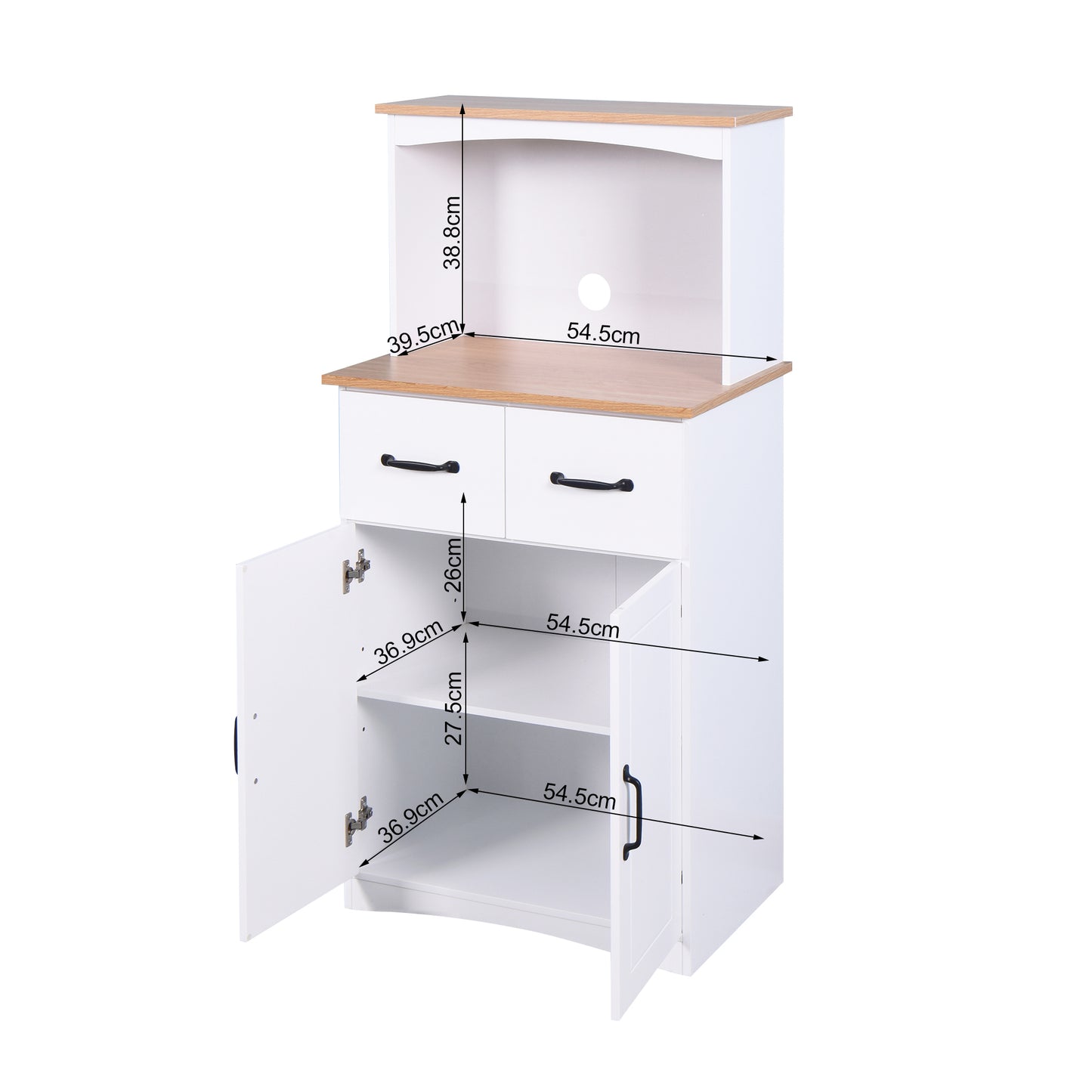 Gabinete de cocina de madera blanco, despensa, armario para microondas con cajón de almacenamiento