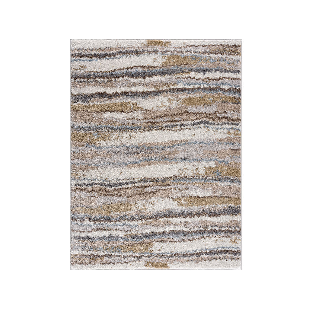 Alfombra tejida con rayas abstractas de acuarela (3 m x 2,4 m)