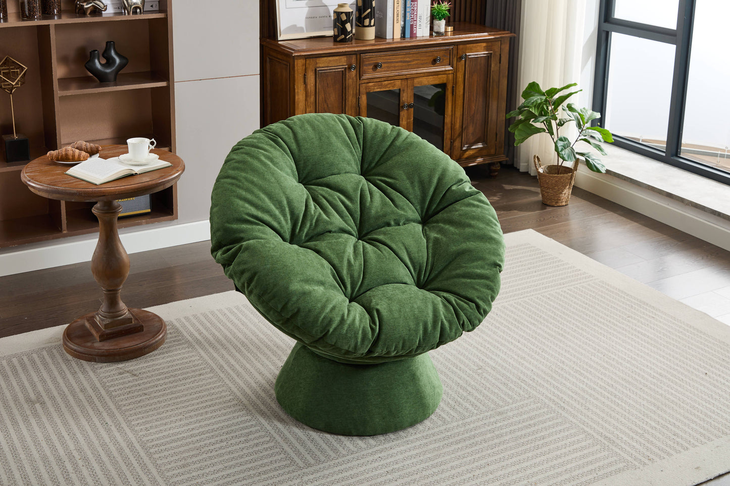Oversized Swivel Accent Chair, 360 Swivel Barrel Chair, Papasan Chair for Living Room Bedroom