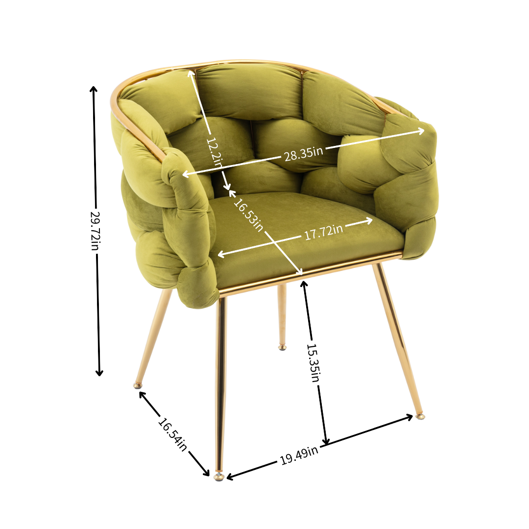 Luxury modern simple leisure velvet single sofa chair bedroom lazy person household dresser stool manicure table back chair olive green