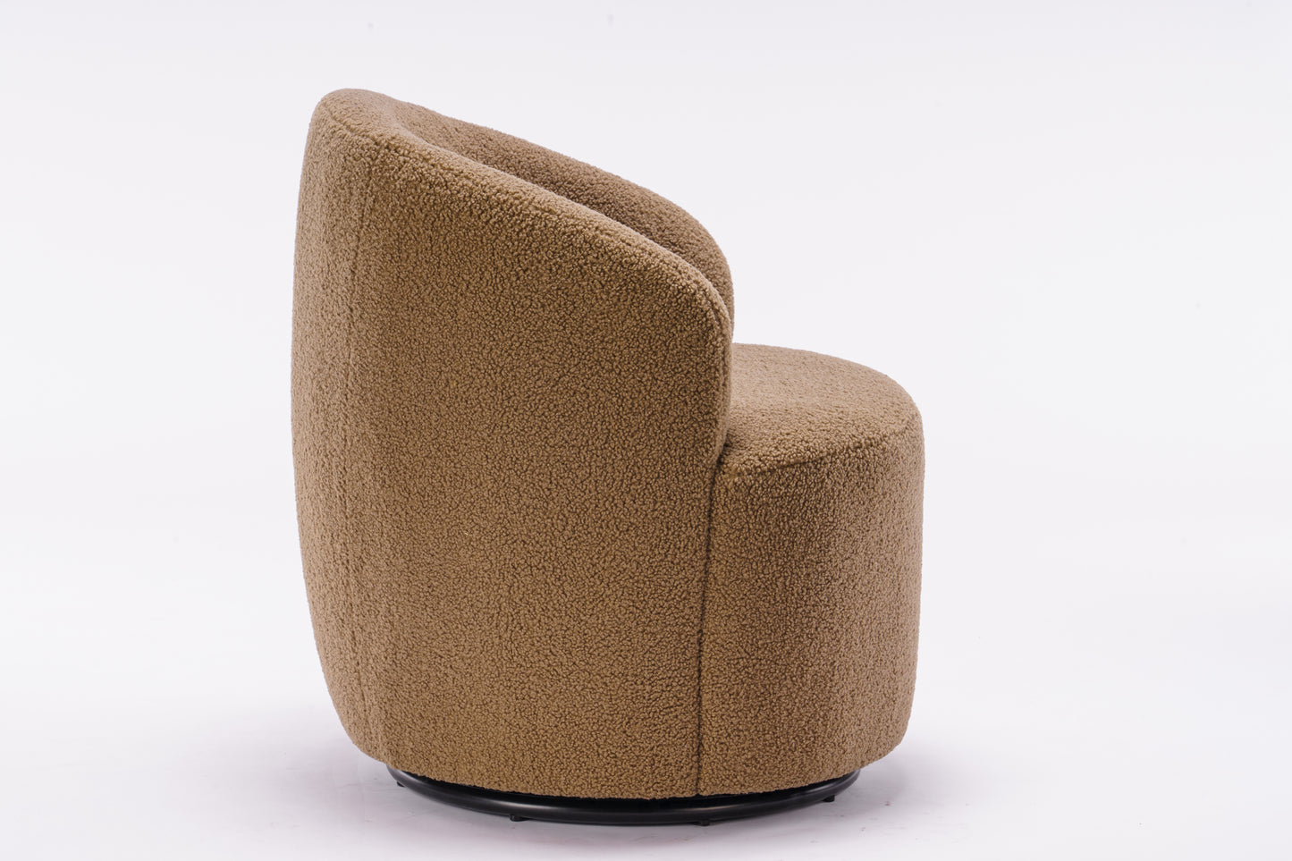 Teddy Fabric Swivel Accent Armchair Barrel Chair With Black Powder Coating Metal Ring,Coffee Brown