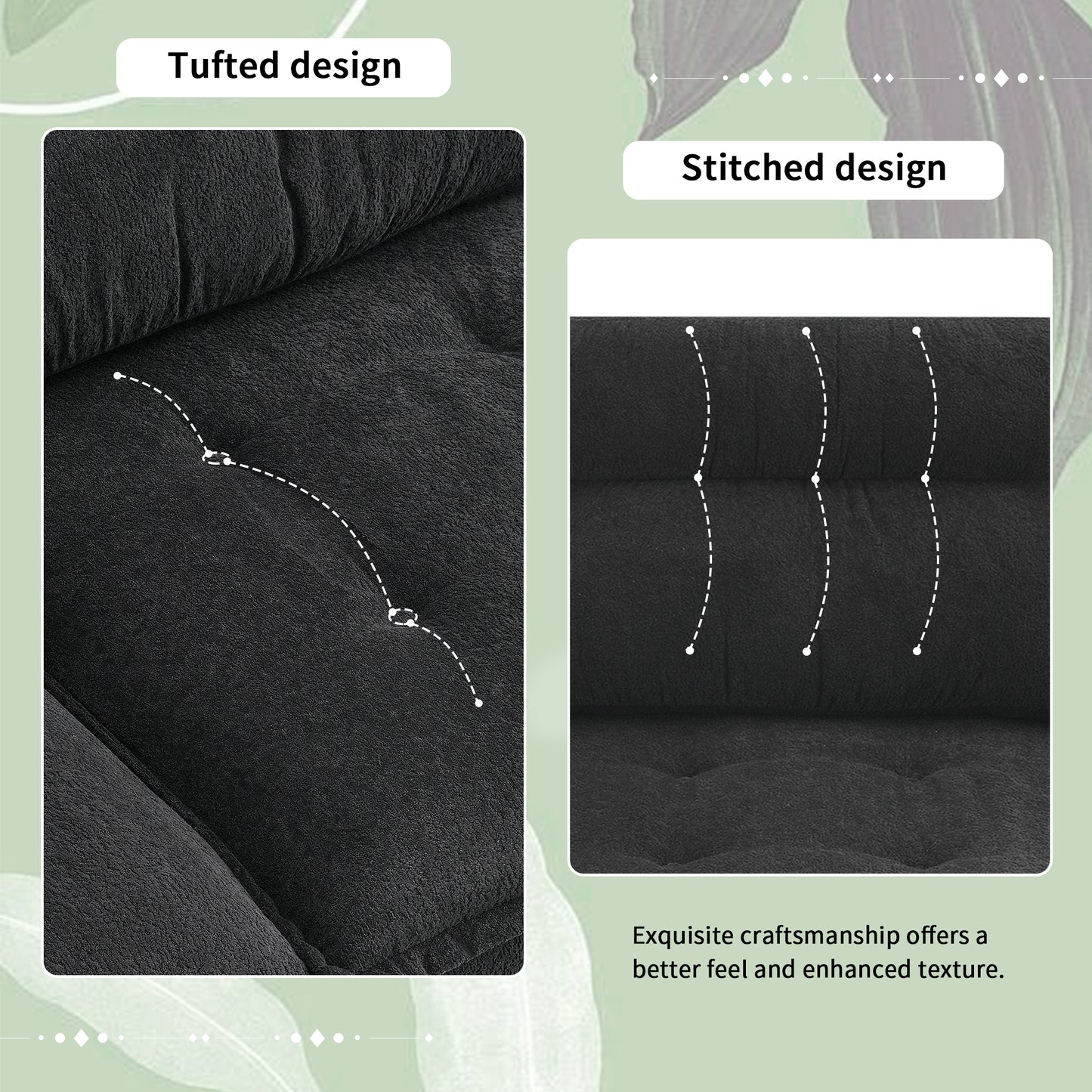 106*66.5" L shaped Convertible Sectional Sofa,4 Seat Tufted Couch Set with Two-tone Adjust Legs,Cloud Chenille Fabric,Movable Ottoman for Living Room, Apartment,Office,3 Colors