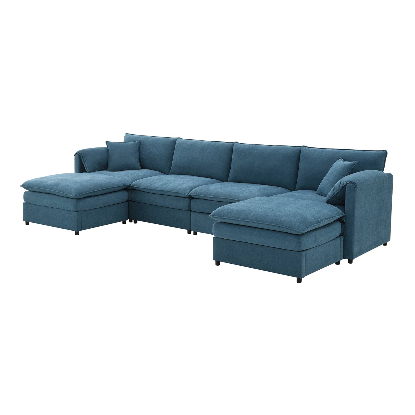 134*66" Chenille Modular Sectional Sofa,U Shaped Cloud Couch Set with Double Cushions ,6 Seat Sleeper Sofa Bed with Ottomans,Oversized Indoor Furniture for Living Room, 3 Colors