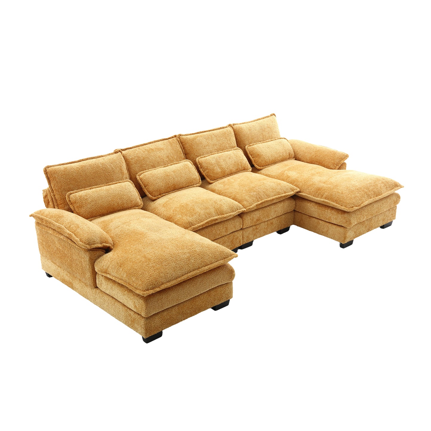 UNITED WE WIN Modern Large chenille Fabric U-Shape Sectional Sofa