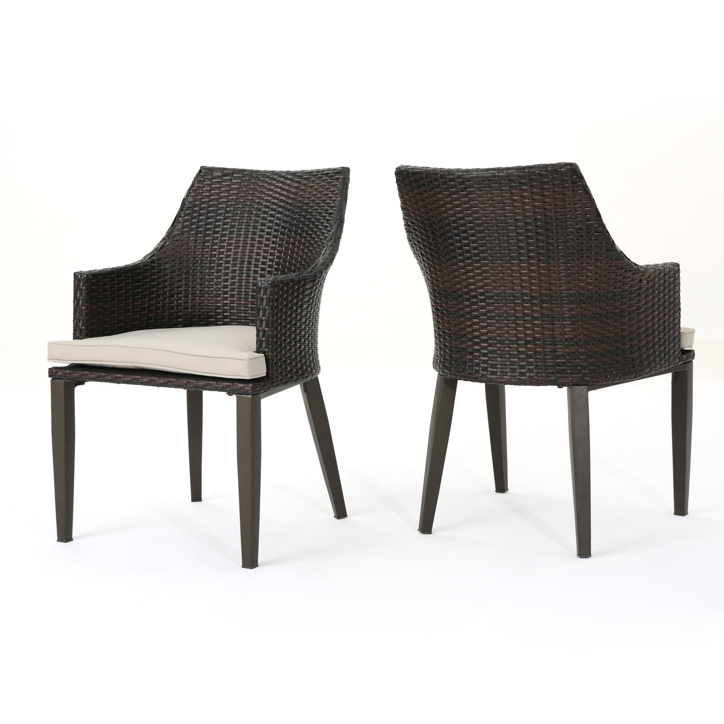 HILLHURST Stylish Outdoor Chair Set with Cushions Brown Rattan and Metal