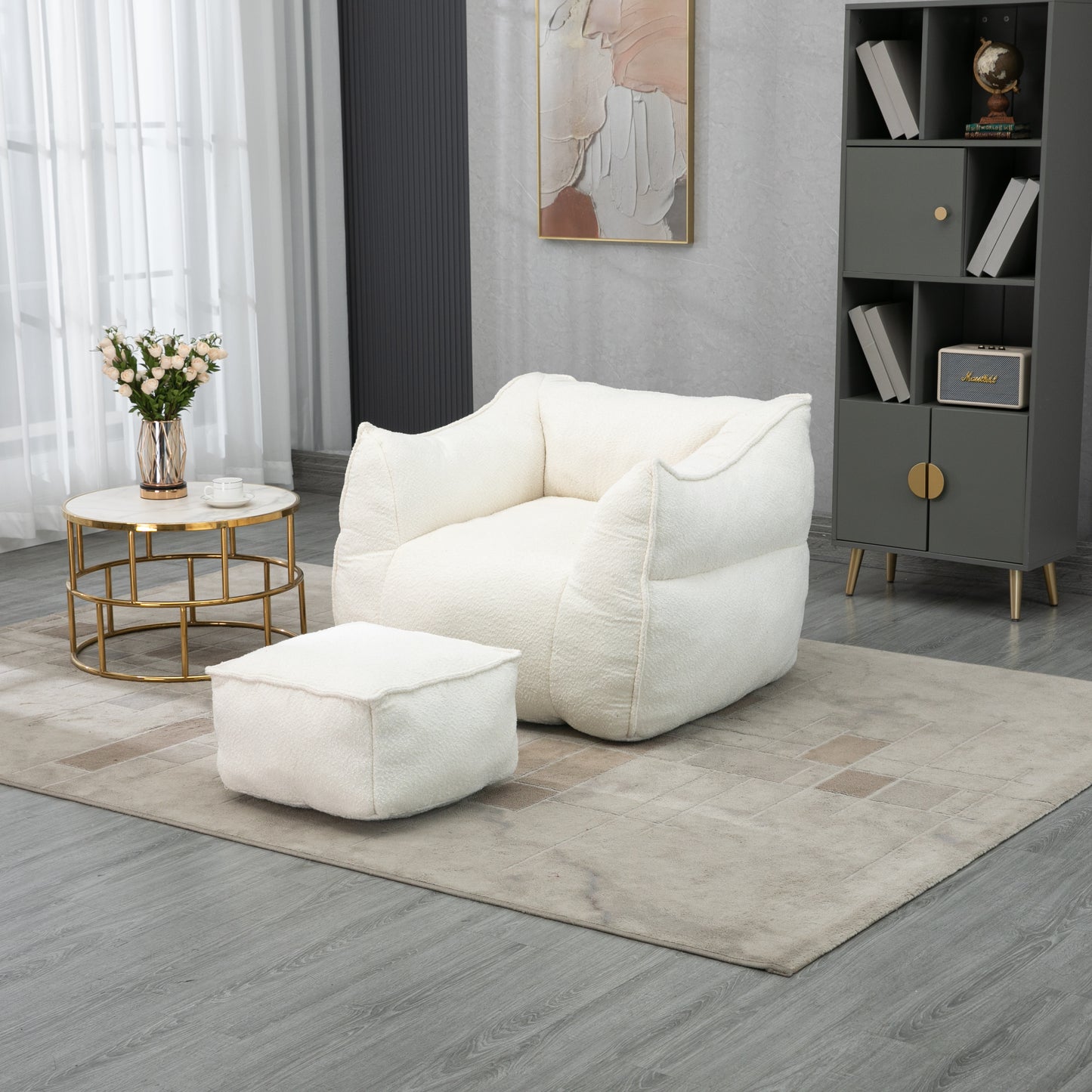 COOLMORE - Sillón puff, cómodo y duradero, con respaldo alto, para adultos y niños, para interiores y exteriores