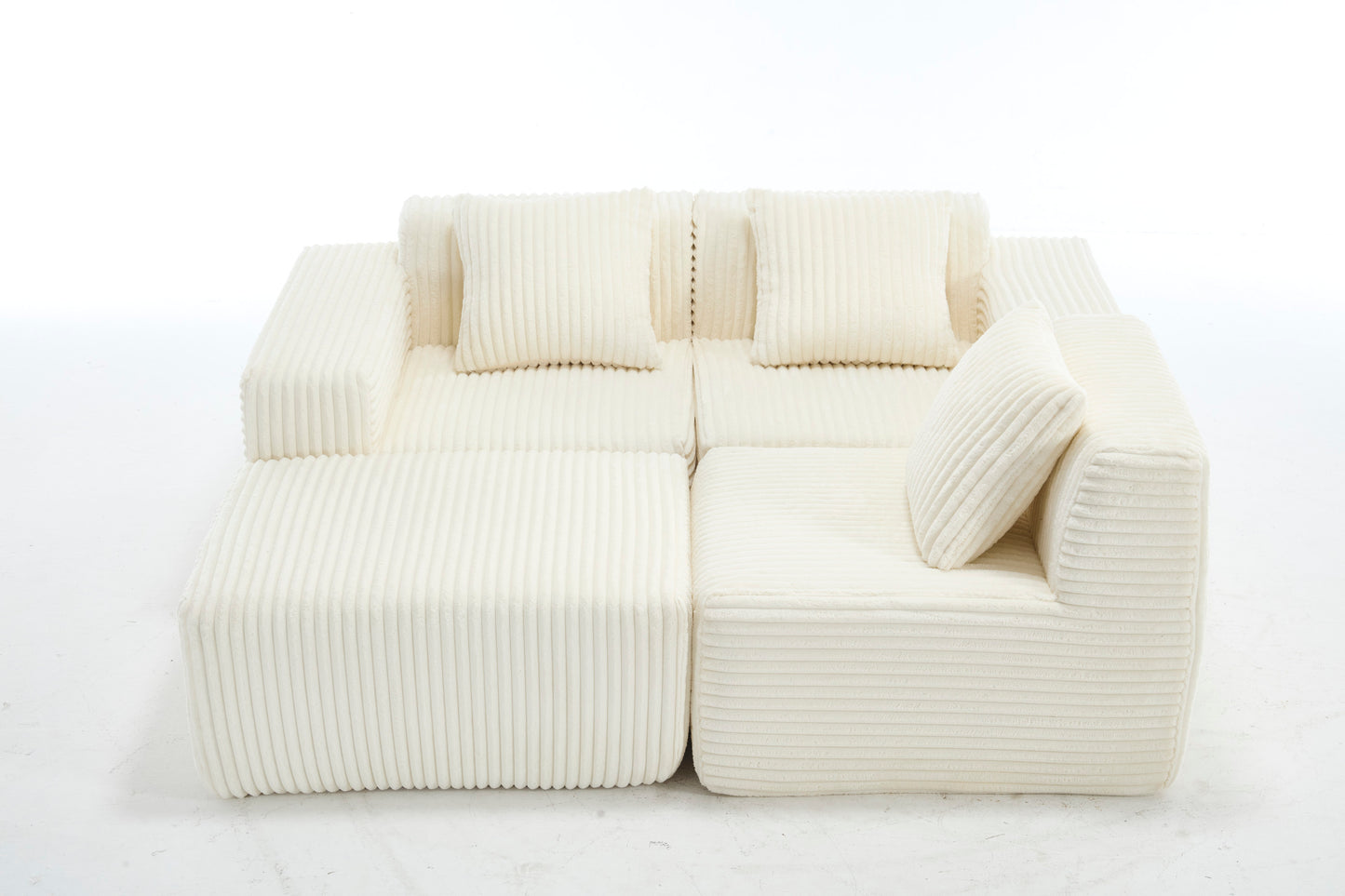 Modern Minimalist Modular Sectional Sofa, L-Shape Upholstered Cloud Couch with Deep Seats, Right Facing Chaise for Living Room-White