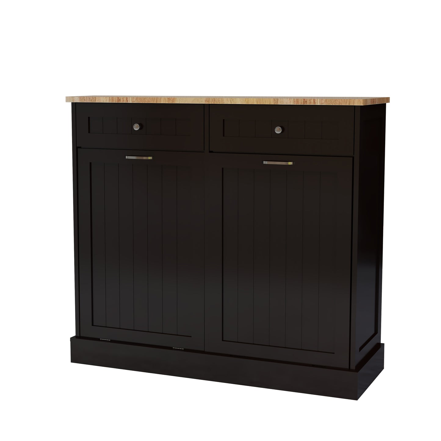Gabinete de basura abatible con dos cajones y dos compartimentos Gabinete de basura de cocina - Negro