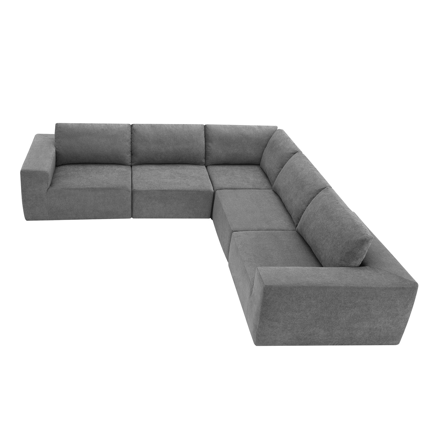 Sofá modular seccional en forma de L de 116 x 116 pulgadas, juego de sofá de piso de lujo, muebles de interior tapizados, sofá de espuma comprimida para sala de estar y dormitorio, combinación de 5 piezas, 3 colores