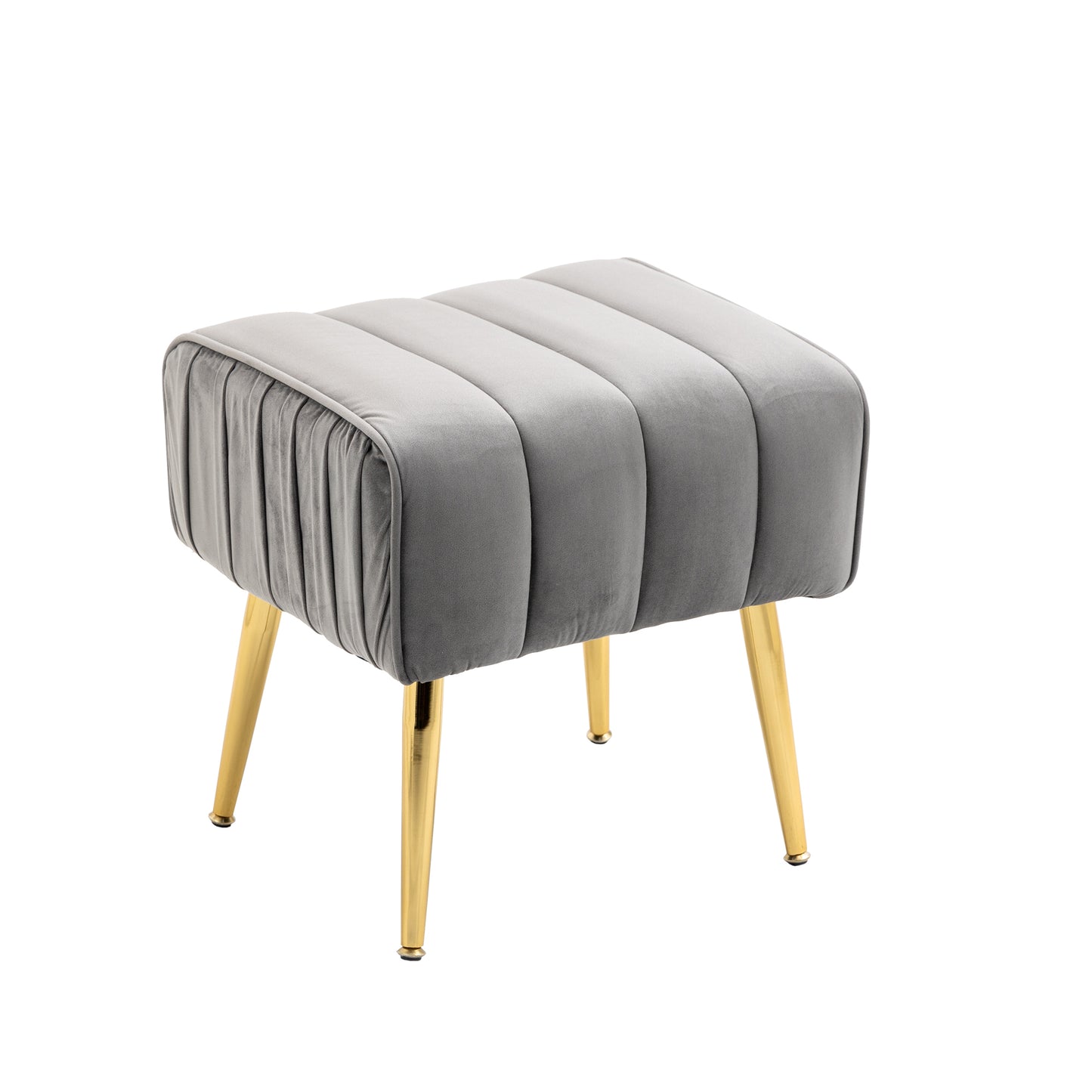 Sillón de terciopelo con otomana, moderno conjunto de otomana con capitoné para sala de estar y dormitorio, acabado dorado, gris