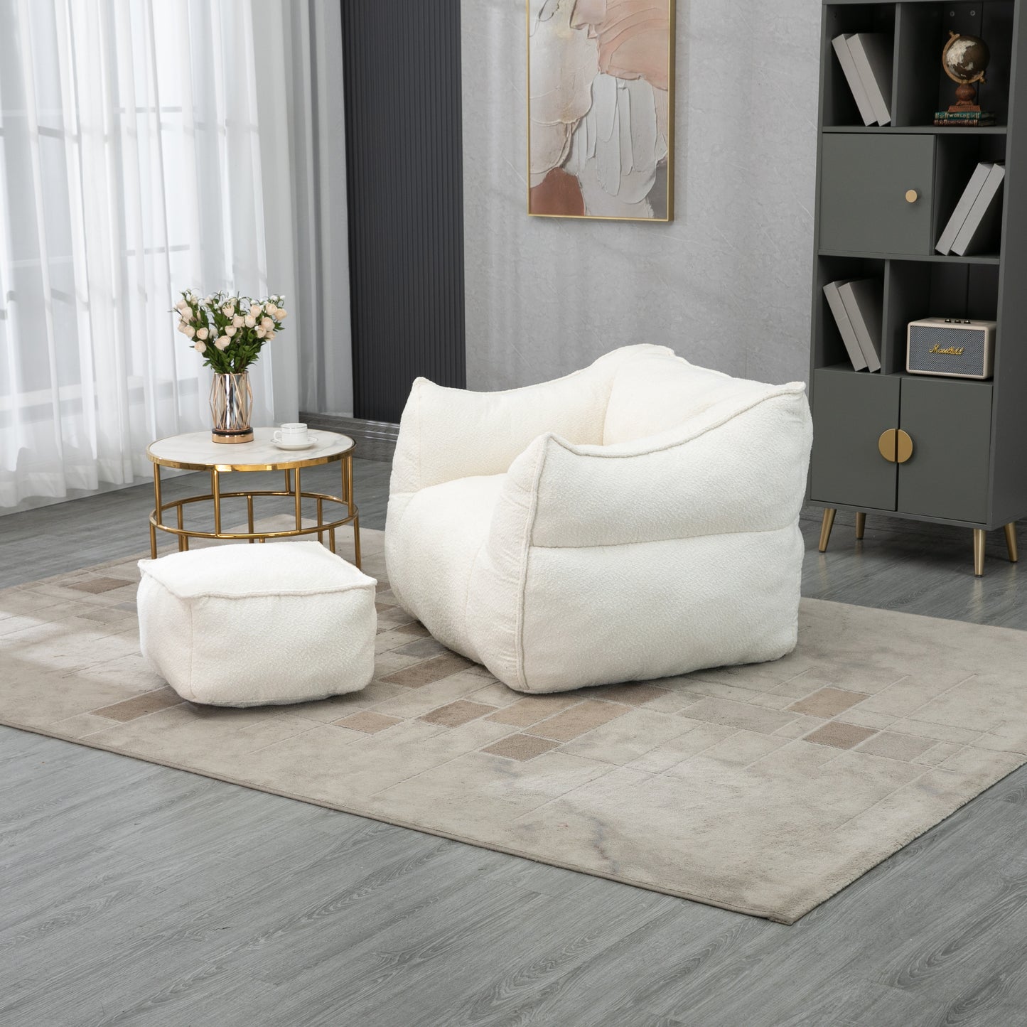 COOLMORE - Sillón puff, cómodo y duradero, con respaldo alto, para adultos y niños, para interiores y exteriores