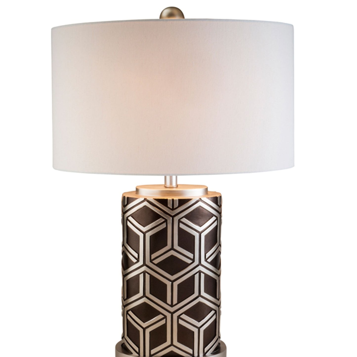 29.5" Tall Polyresin Table Lamp, Weave Chestnut Silver Design