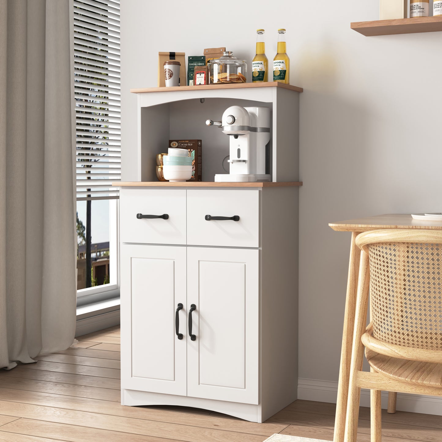 Gabinete de cocina de madera blanco, despensa, armario para microondas con cajón de almacenamiento