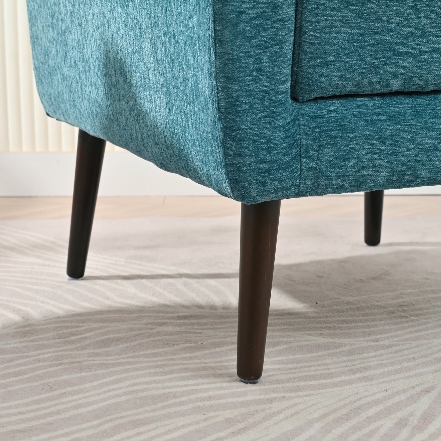 Sillón moderno con acento tapizado y relleno de espuma para sala de estar, cómodo sillón de lectura, moderno de mediados de siglo con tela de chenilla, sillón para sala de estar y dormitorio (verde azulado).