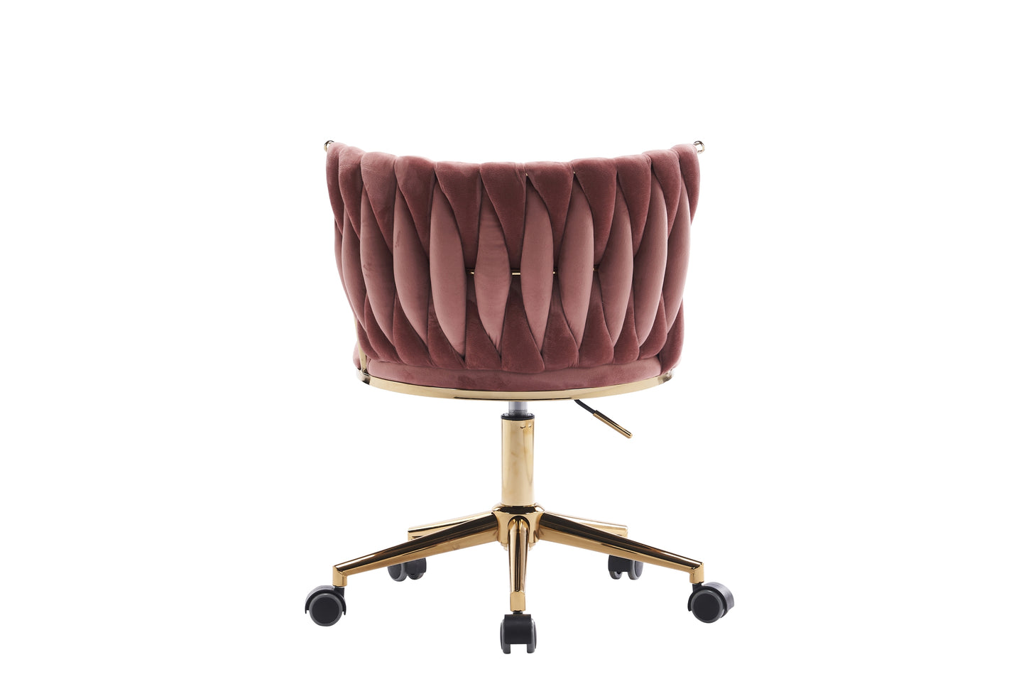 Silla de escritorio tapizada para oficina en casa con ruedas giratorias ajustables, ergonómica para sala de estar, dormitorio, oficina y estudio (rosa)