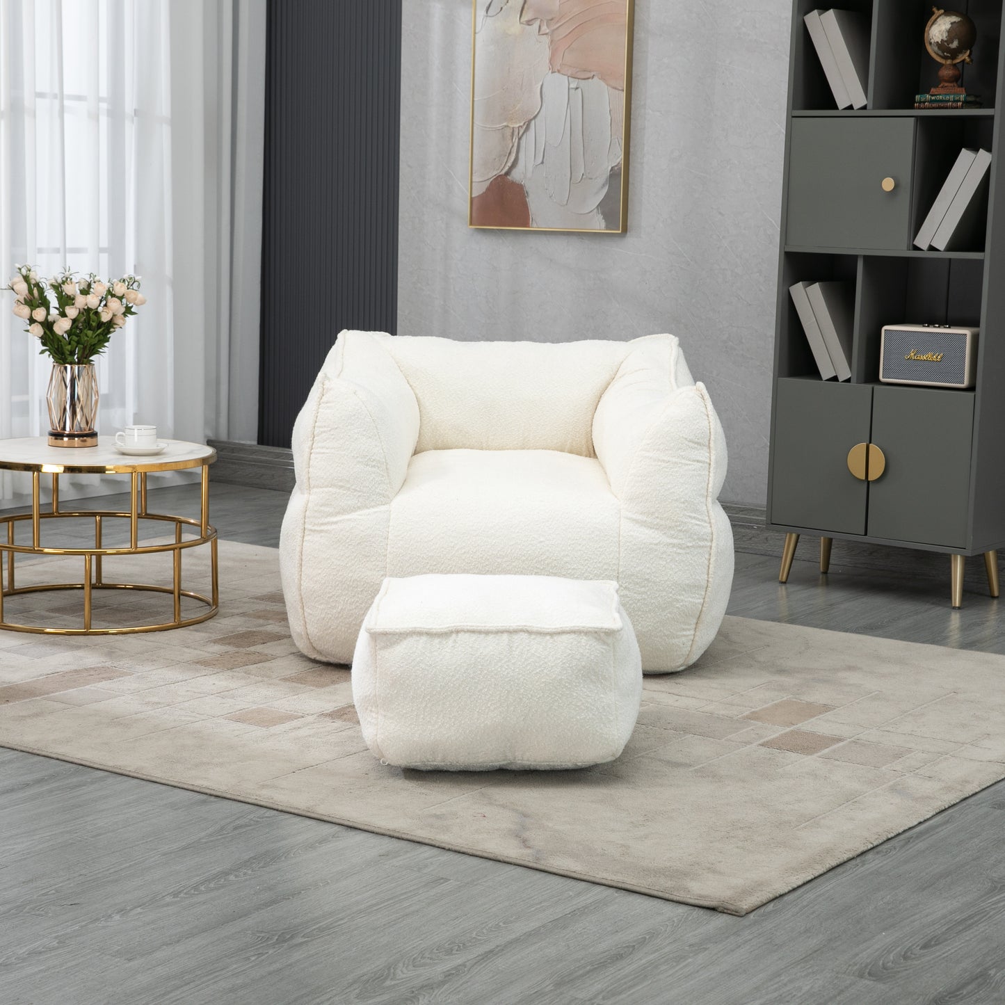 COOLMORE - Sillón puff, cómodo y duradero, con respaldo alto, para adultos y niños, para interiores y exteriores