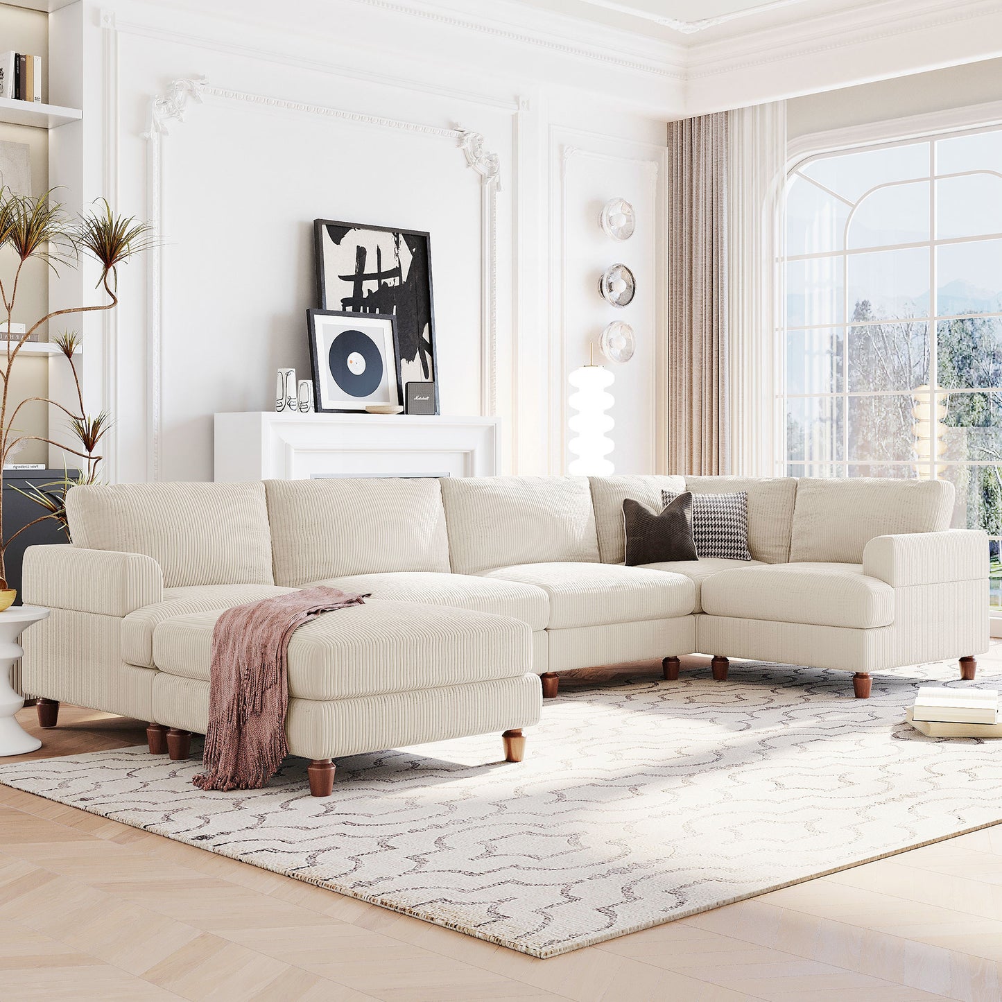 U_Style Modular Sectional Sofa with Ottoman L Shaped Corner Sectional for Living Room, Office, Spacious Space(old sku: WY000373AAA)