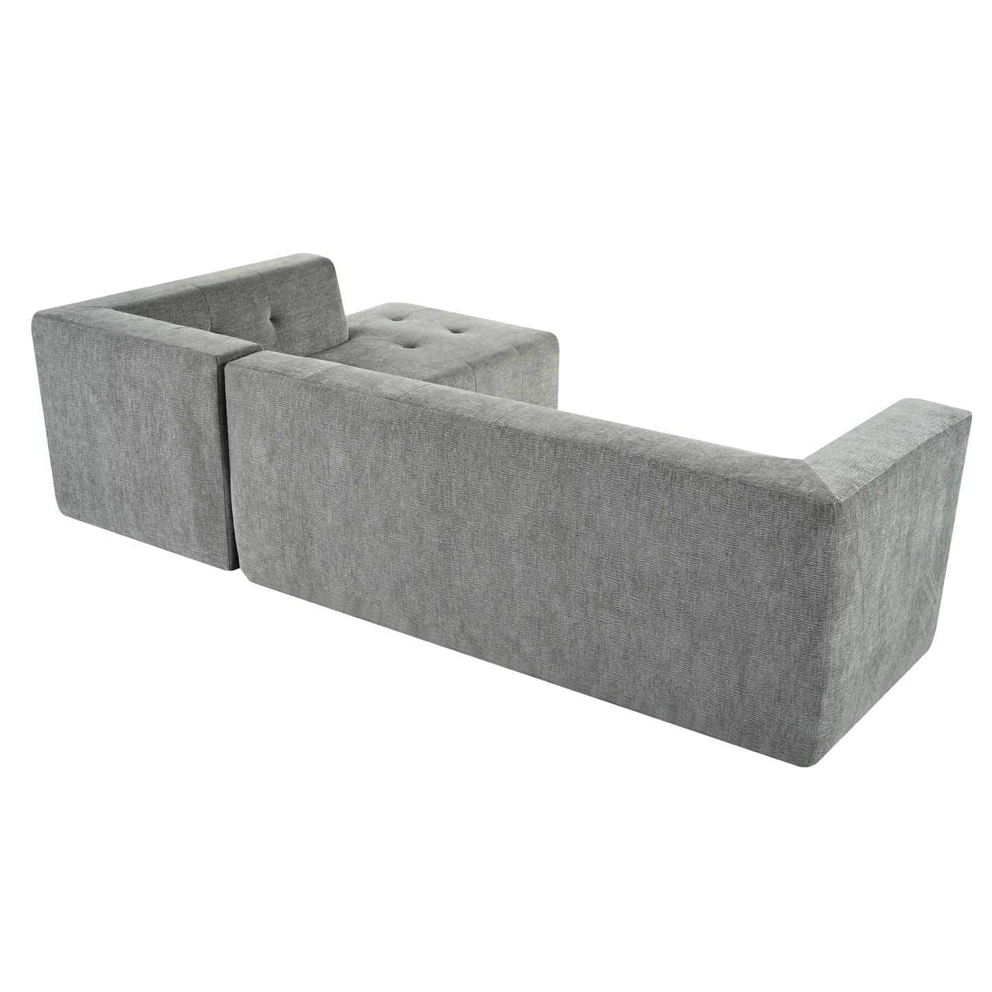 Juego de sofás modulares para sala de estar, 112,2 x 74 pulgadas, sofá minimalista moderno, sofá cama tapizado para sala de estar, dormitorio, combinación de 2 piezas sin computadora, en forma de L, gris claro