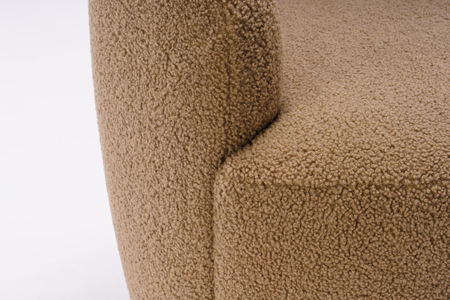 Teddy Fabric Swivel Accent Armchair Barrel Chair With Black Powder Coating Metal Ring,Coffee Brown