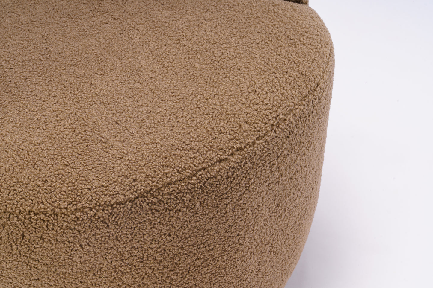 Teddy Fabric Swivel Accent Armchair Barrel Chair With Black Powder Coating Metal Ring,Coffee Brown