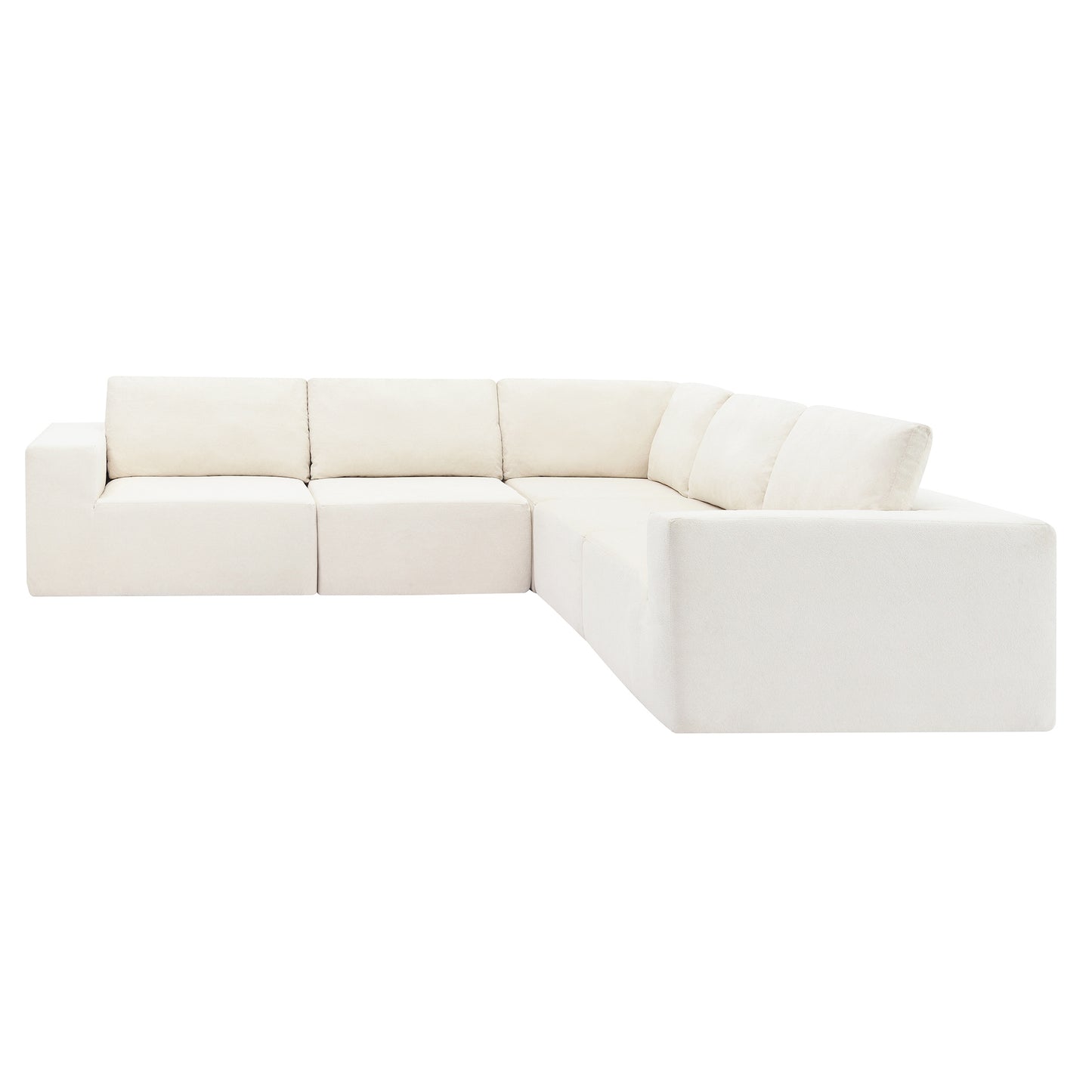 Sofá modular seccional en forma de L de 116 x 116 pulgadas, juego de sofá de piso de lujo, muebles de interior tapizados, sofá de espuma comprimida para sala de estar y dormitorio, combinación de 5 piezas, 3 colores