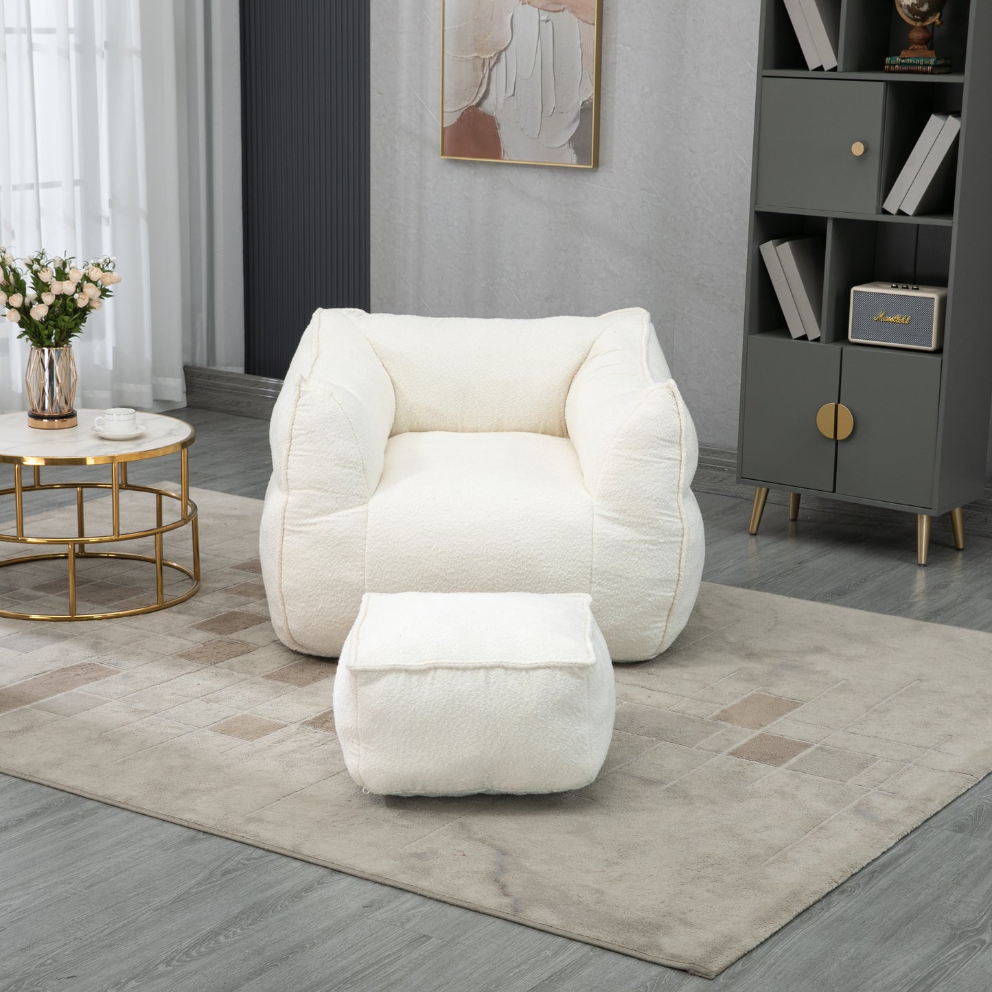 COOLMORE - Sillón puff, cómodo y duradero, con respaldo alto, para adultos y niños, para interiores y exteriores