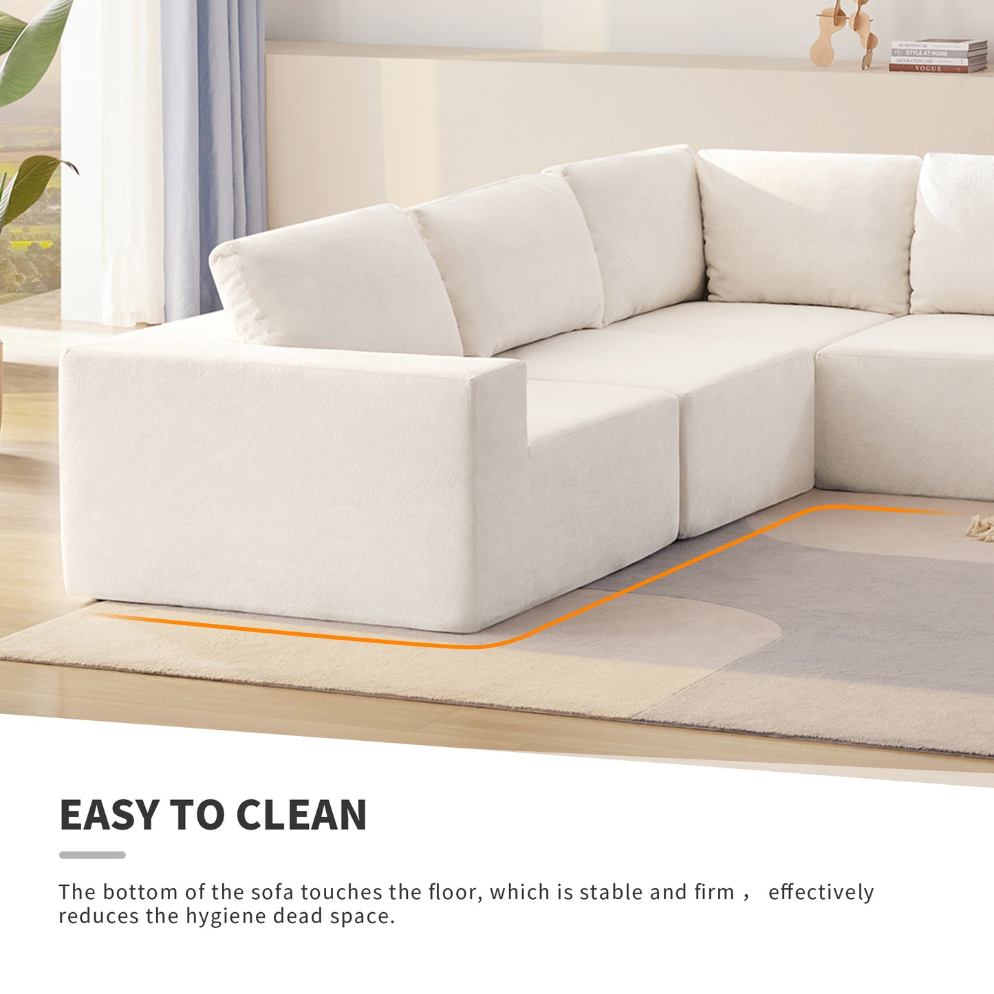 Sofá modular seccional en forma de L de 116 x 116 pulgadas, juego de sofá de piso de lujo, muebles de interior tapizados, sofá de espuma comprimida para sala de estar y dormitorio, combinación de 5 piezas, 3 colores