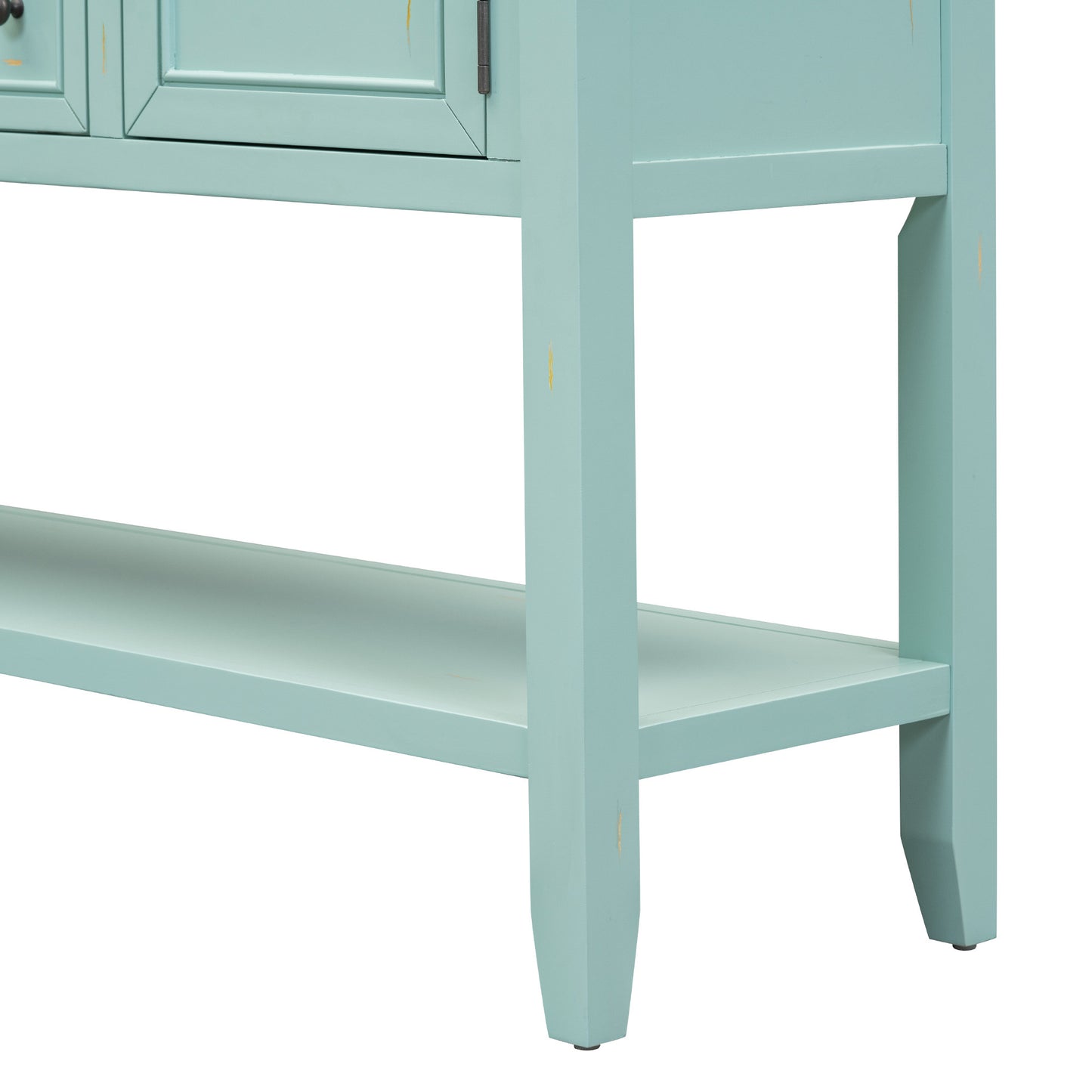 TREXM Cambridge Series Ample Storage Vintage Console Table with Four Small Drawers and Bottom Shelf for Living Rooms, Entrances and Kitchens (Retro Blue, OLD SKU: WF190263AAC)