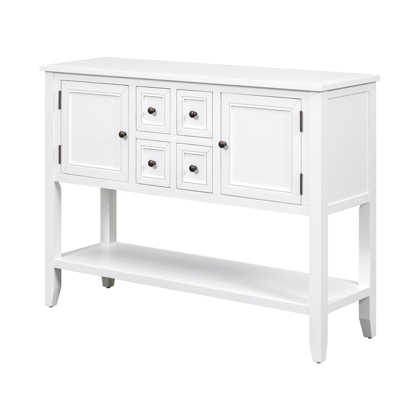 TREXM Cambridge Series Ample Storage Vintage Console Table with Four Small Drawers and Bottom Shelf for Living Rooms, Entrances and Kitchens (White, OLD SKU: WF190263AAA)