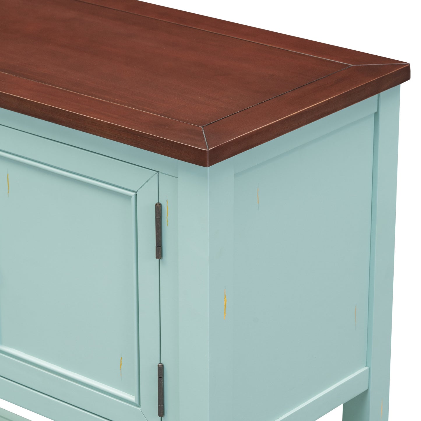 TREXM Cambridge Series Ample Storage Vintage Console Table with Four Small Drawers and Bottom Shelf for Living Rooms, Entrances and Kitchens (Retro Blue, OLD SKU: WF190263AAC)