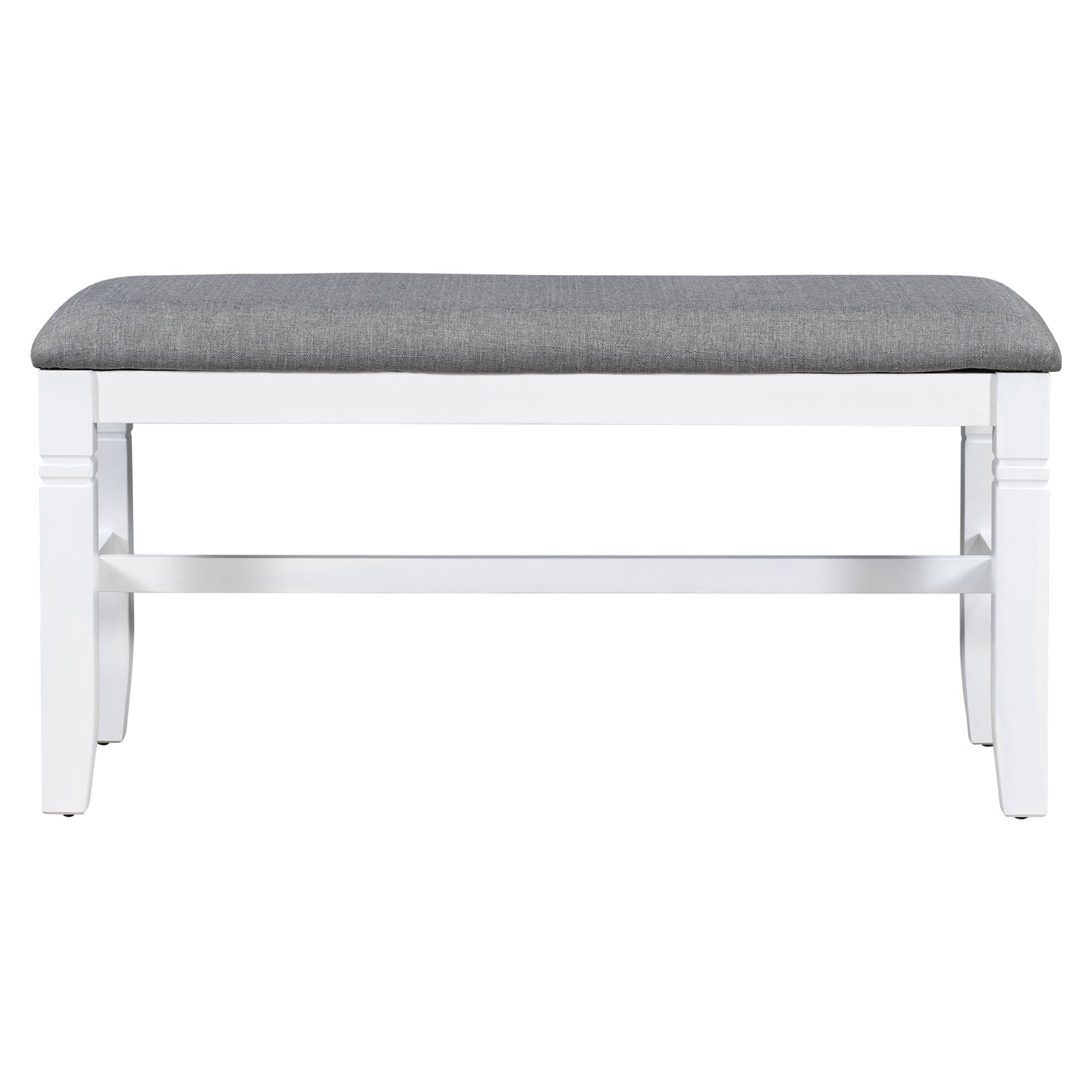 TOPMAX 6-Piece Wood Dining Table Set Kitchen Table Set with Upholstered Bench and 4 Dining Chairs, Farmhouse Style,Gray+White