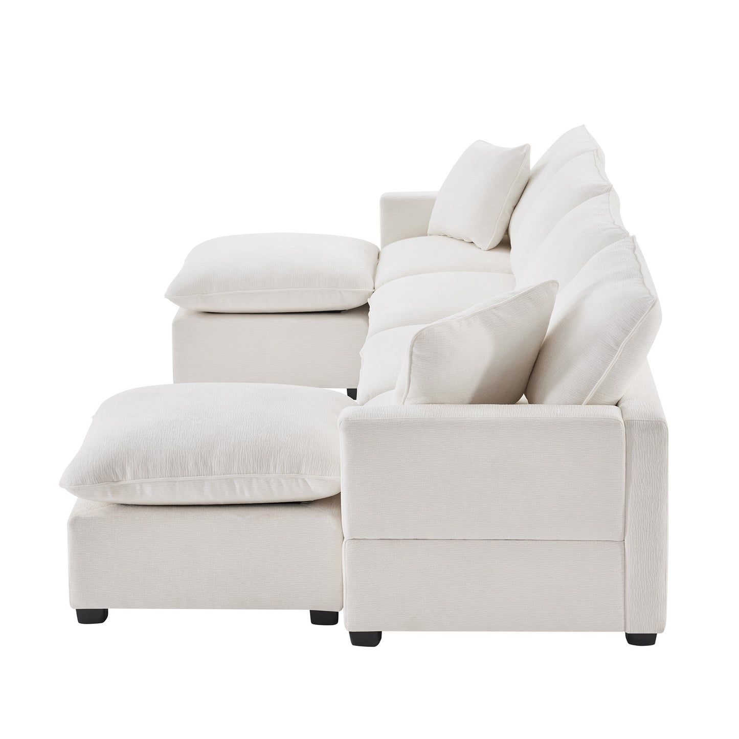 110*57" Modern U Shape Modular Sofa, 6 Seat Chenille Sectional Couch Set with 2 Pillows Included, Freely Combinable Indoor Funiture for Living Room, Apartment, Office, 2 Colors