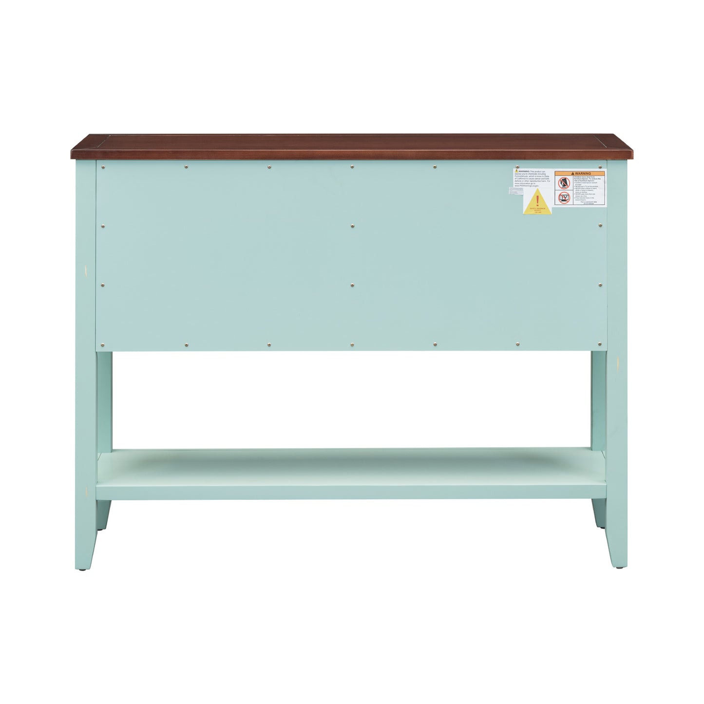 TREXM Cambridge Series Ample Storage Vintage Console Table with Four Small Drawers and Bottom Shelf for Living Rooms, Entrances and Kitchens (Retro Blue, OLD SKU: WF190263AAC)