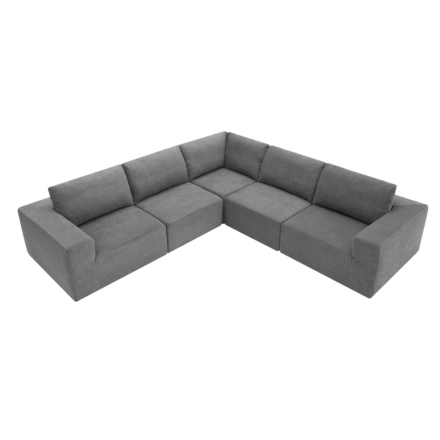 Sofá modular seccional en forma de L de 116 x 116 pulgadas, juego de sofá de piso de lujo, muebles de interior tapizados, sofá de espuma comprimida para sala de estar y dormitorio, combinación de 5 piezas, 3 colores