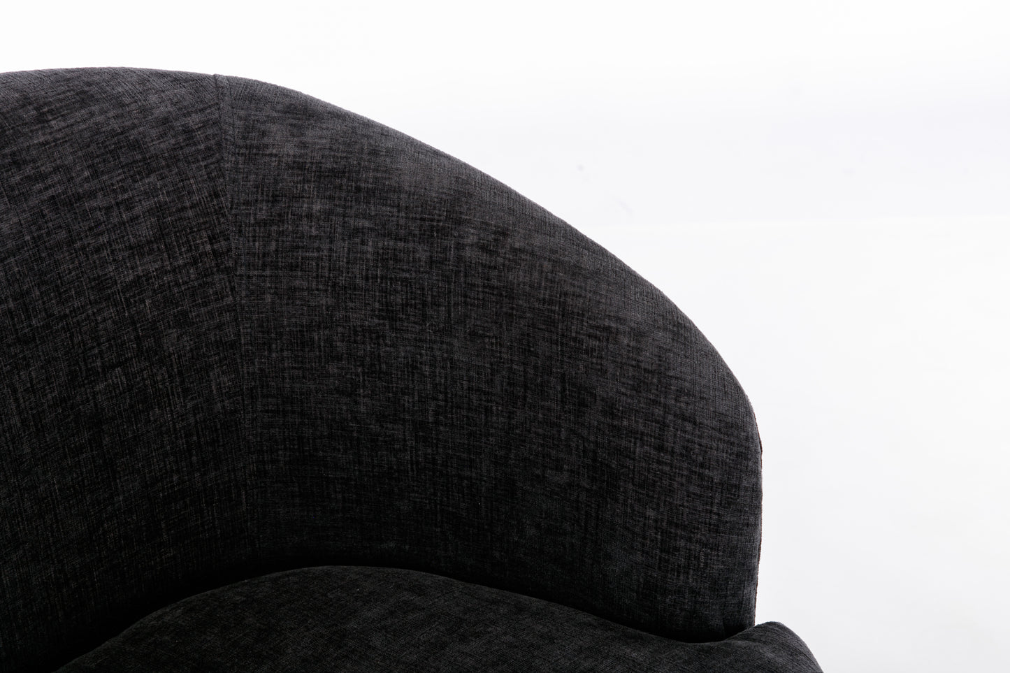 Chenille Fabric Swivel Accent Armchair Barrel Chair With Black Powder Coating Metal Ring,Black