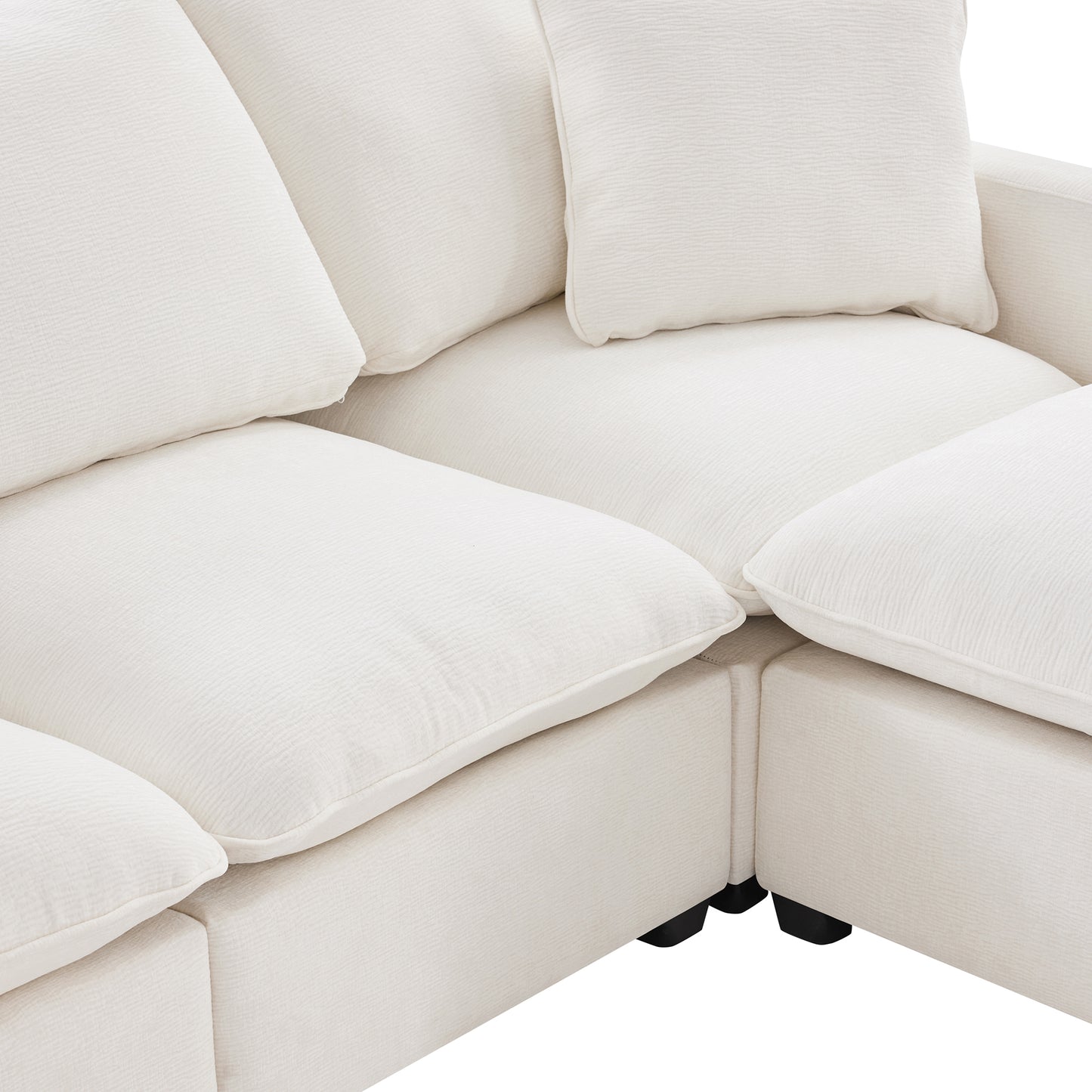 110*57" Modern U Shape Modular Sofa, 6 Seat Chenille Sectional Couch Set with 2 Pillows Included, Freely Combinable Indoor Funiture for Living Room, Apartment, Office, 2 Colors