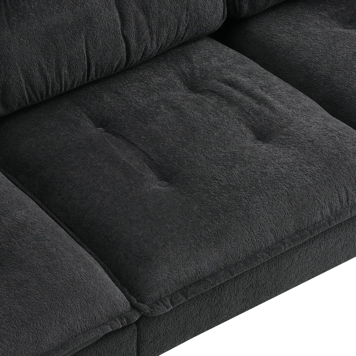 106*66.5" L shaped Convertible Sectional Sofa,4 Seat Tufted Couch Set with Two-tone Adjust Legs,Cloud Chenille Fabric,Movable Ottoman for Living Room, Apartment,Office,3 Colors