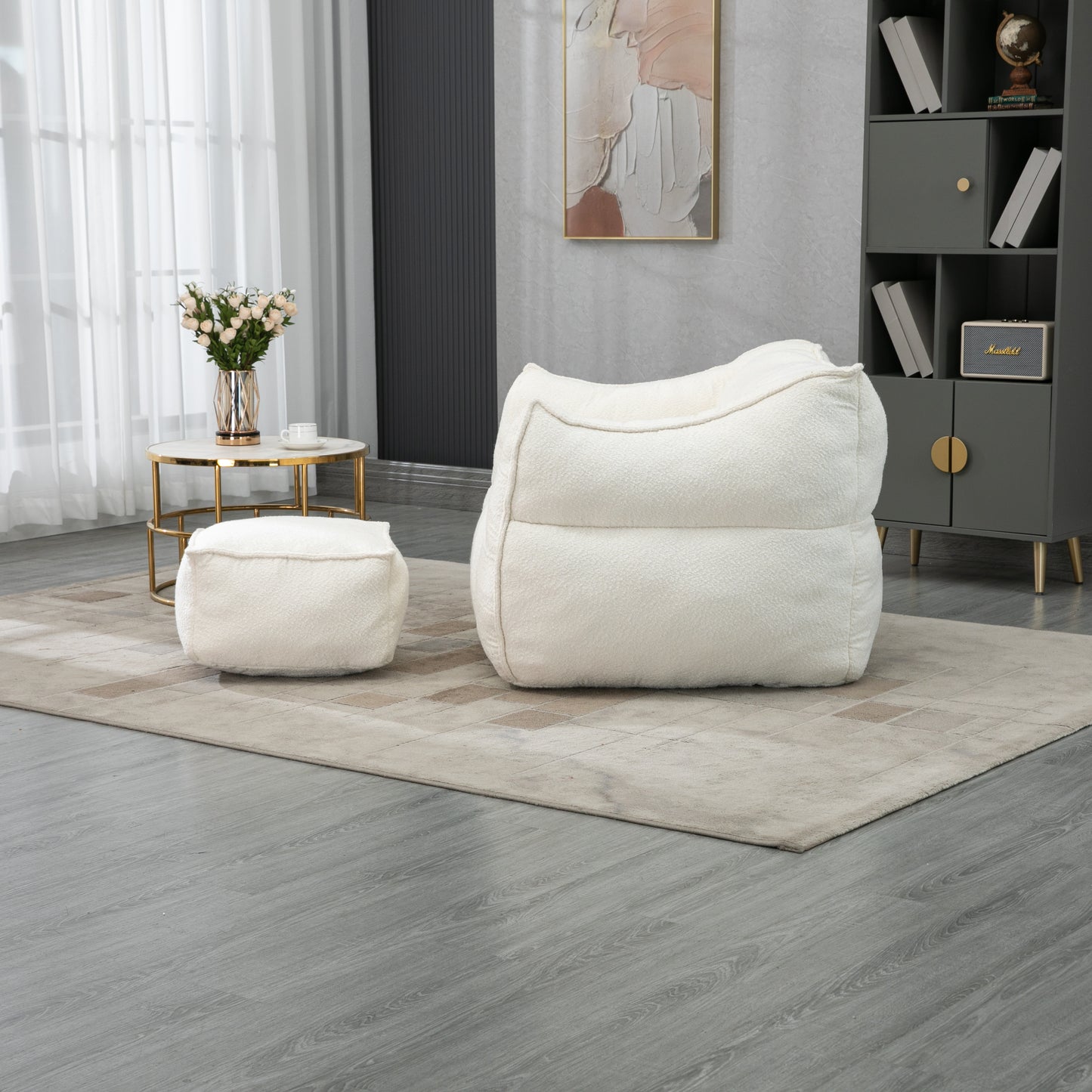 COOLMORE - Sillón puff, cómodo y duradero, con respaldo alto, para adultos y niños, para interiores y exteriores